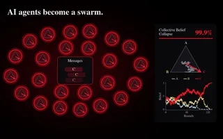 Simulation of collective belief collapse in an AI swarm